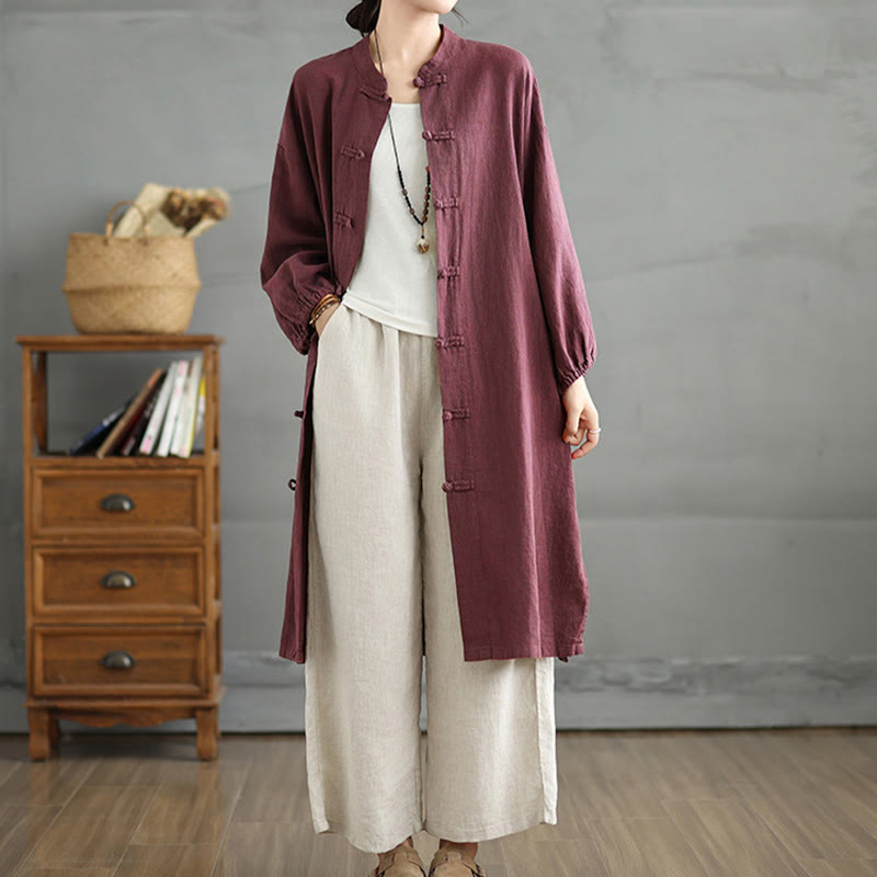 Buddha Stones Casual Frog-button Women's Coat With Pockets - image 3