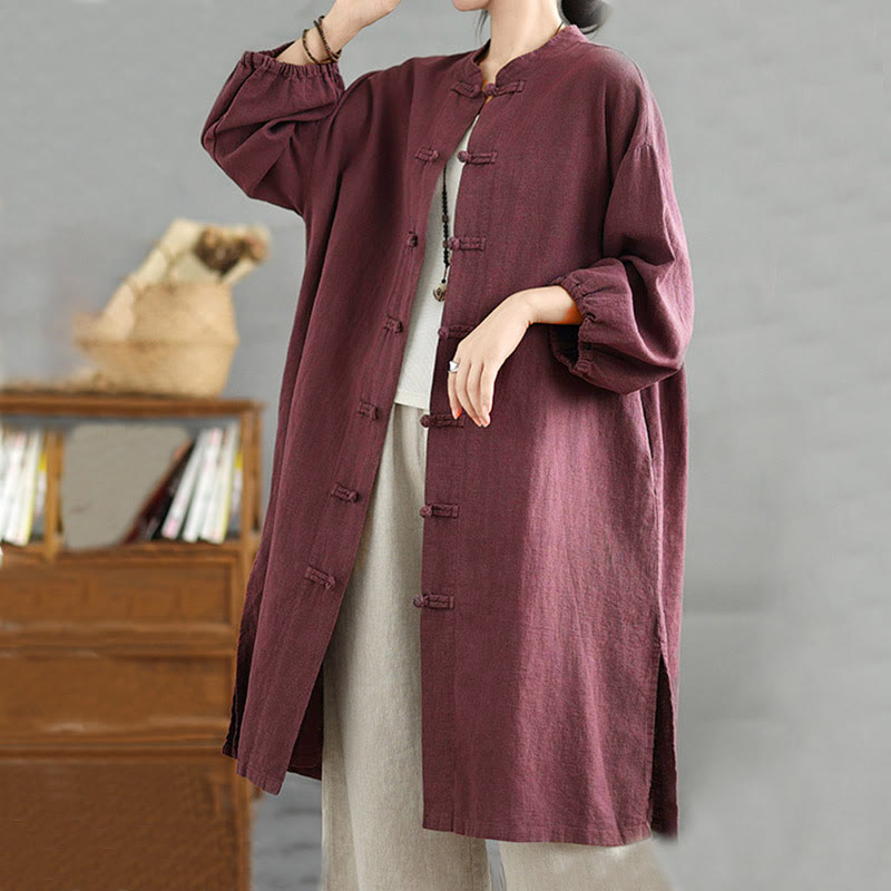 Buddha Stones Casual Frog-button Women's Coat With Pockets - image 2