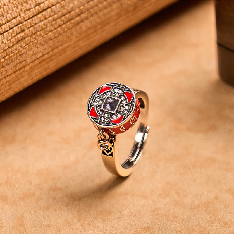 Buddha Stones Om Mani Padme Hum Copper Prayer Wheel Rotatable Wealth Ring - Copper(Wealth♥Luck) - image 0