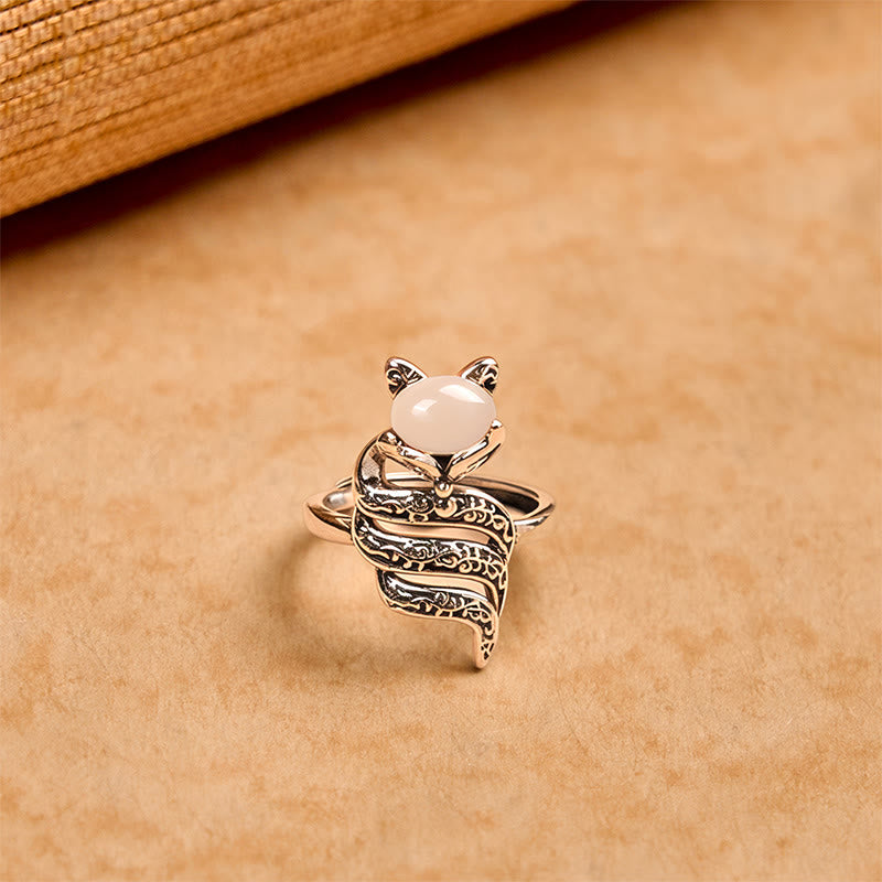 Buddha Stones Copper Fox Head Open Healing Ring - image 1