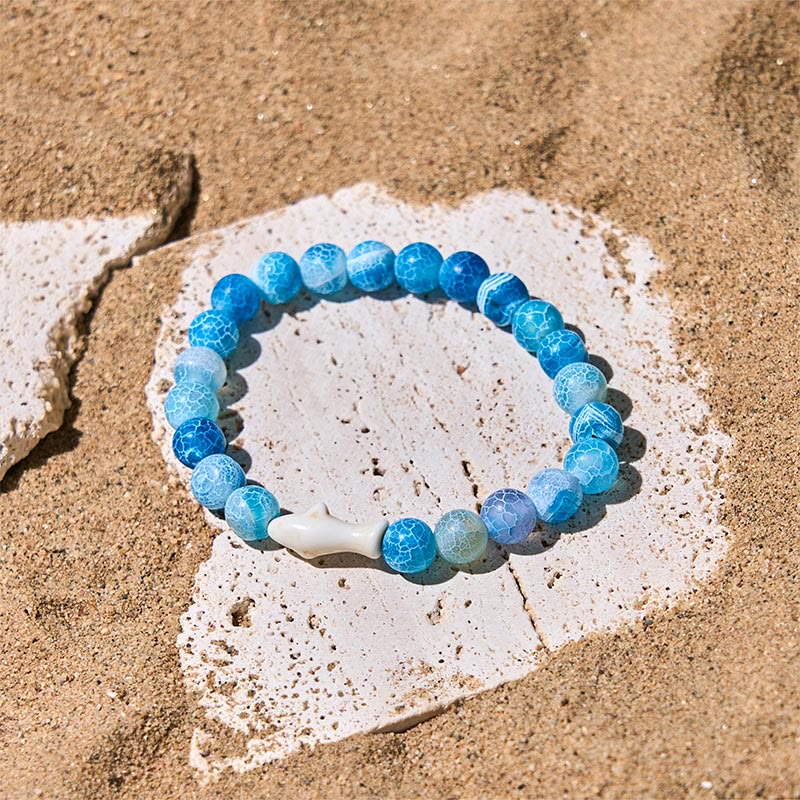 Buddha Stones Natural Agate Stone Shark Wisdom Bracelet - image 6