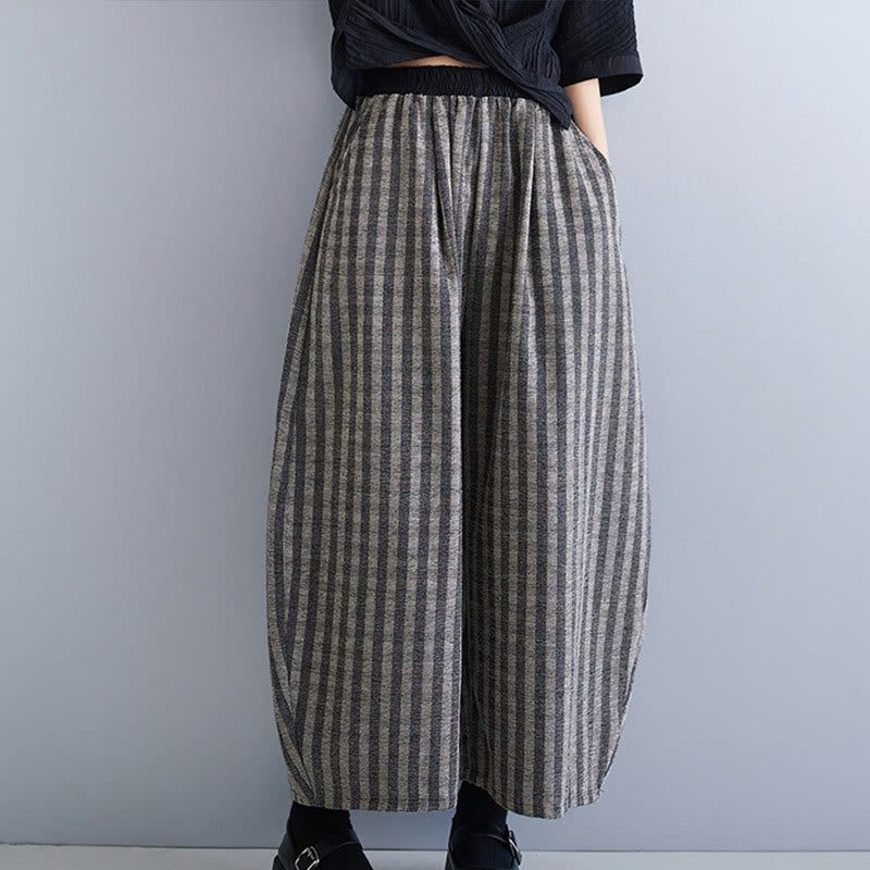 Buddha Stones Casual 7-8 Length Corduroy Stripes Women's Polyester Wide Leg Pants With Pockets - DimGray - US8-10,UK/AU12-14,EU40-42 (2XL) - image 1