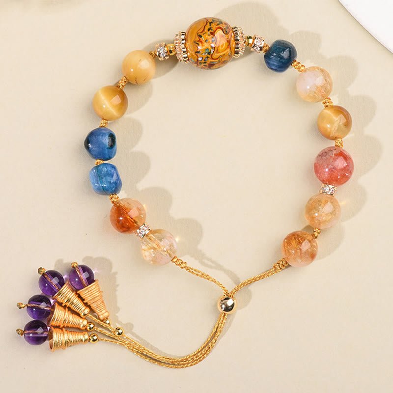 Buddha Stones Tibetan Lacquer Bead Hand-woven Various Crystals Power Bracelet - image 3