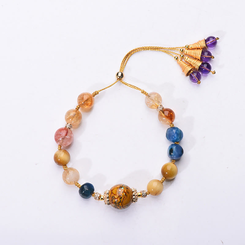 Buddha Stones Tibetan Lacquer Bead Hand-woven Various Crystals Power Bracelet - image 9