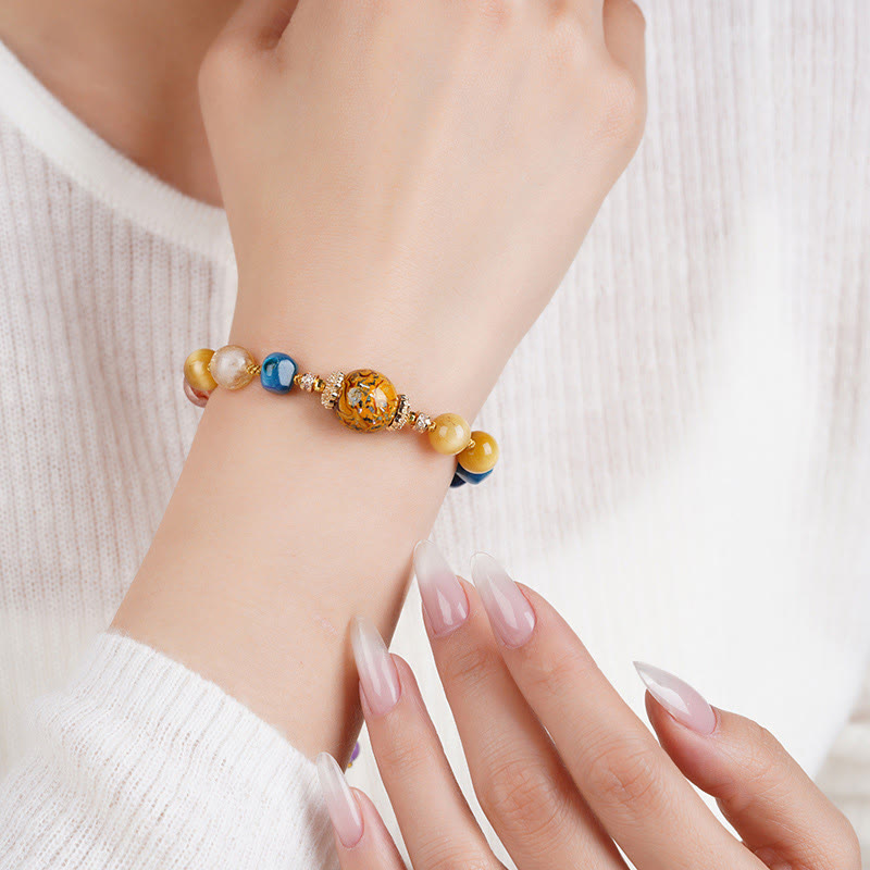 Buddha Stones Tibetan Lacquer Bead Hand-woven Various Crystals Power Bracelet - image 4