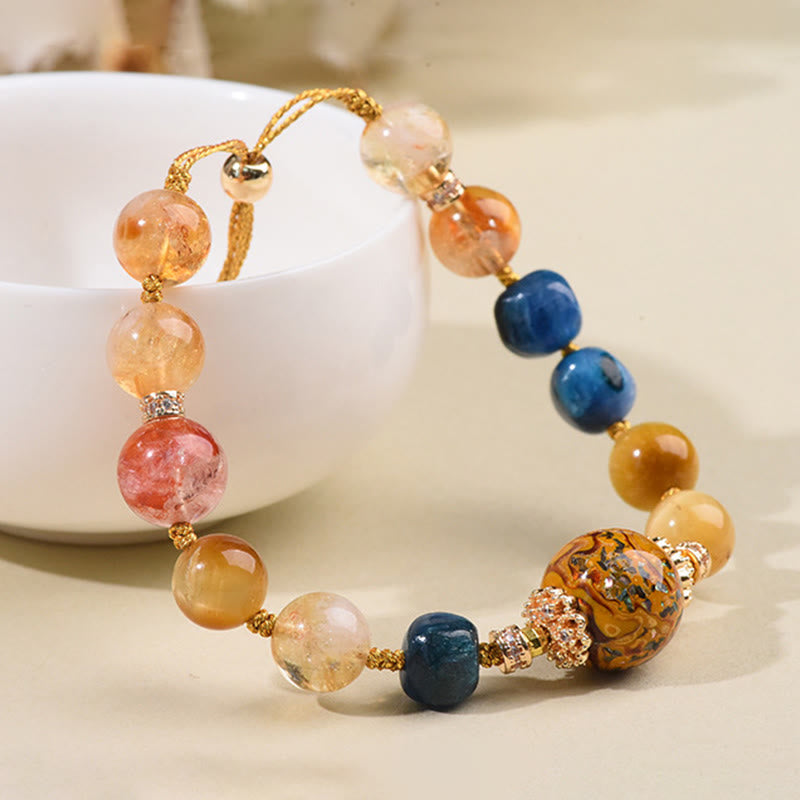 Buddha Stones Tibetan Lacquer Bead Hand-woven Various Crystals Power Bracelet - image 8