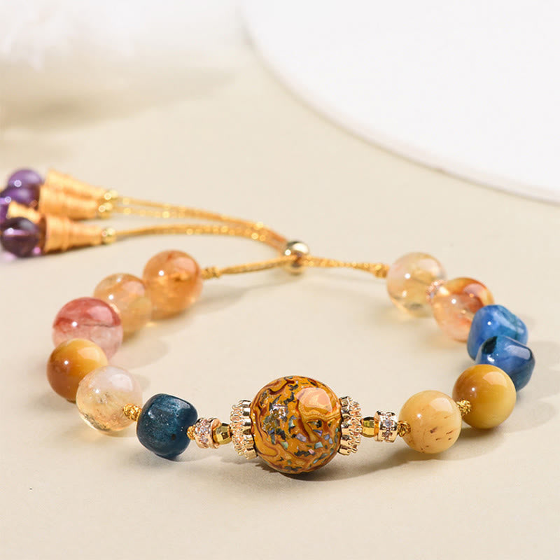 Buddha Stones Tibetan Lacquer Bead Hand-woven Various Crystals Power Bracelet - Lacquer Beadsm & Various Crystals (Wrist Circumference: 15-25cm) - image 0