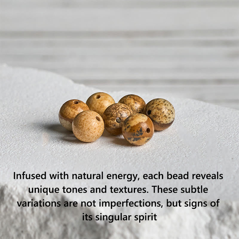 Buddha Stones Natural Frosted Black Onyx Picture Jasper Fortune Bracelet - image 7