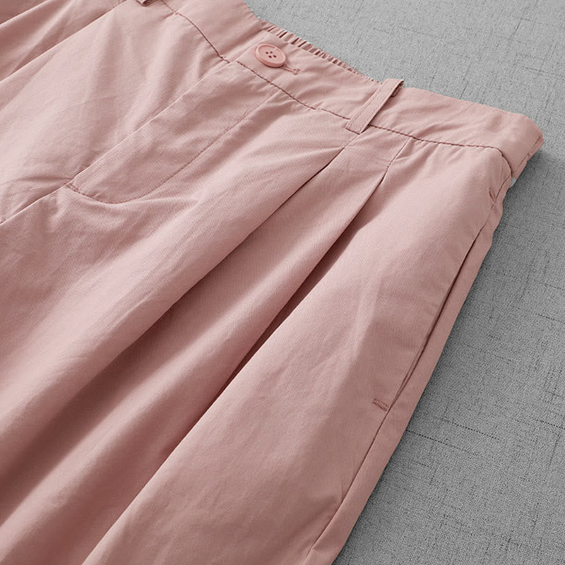 Buddha Stones Casual Plain Polyester Women's 7-8 Length Wide Leg Pants With Pockets - image 3