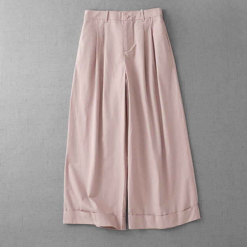 Buddha Stones Casual Plain Polyester Women's 7-8 Length Wide Leg Pants With Pockets - MistyRose - US14,UK/AU18,EU46 (2XL) - image 0