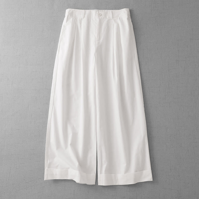 Buddha Stones Casual Plain Polyester Women's 7-8 Length Wide Leg Pants With Pockets - Snow - US14,UK/AU18,EU46 (2XL) - image 7