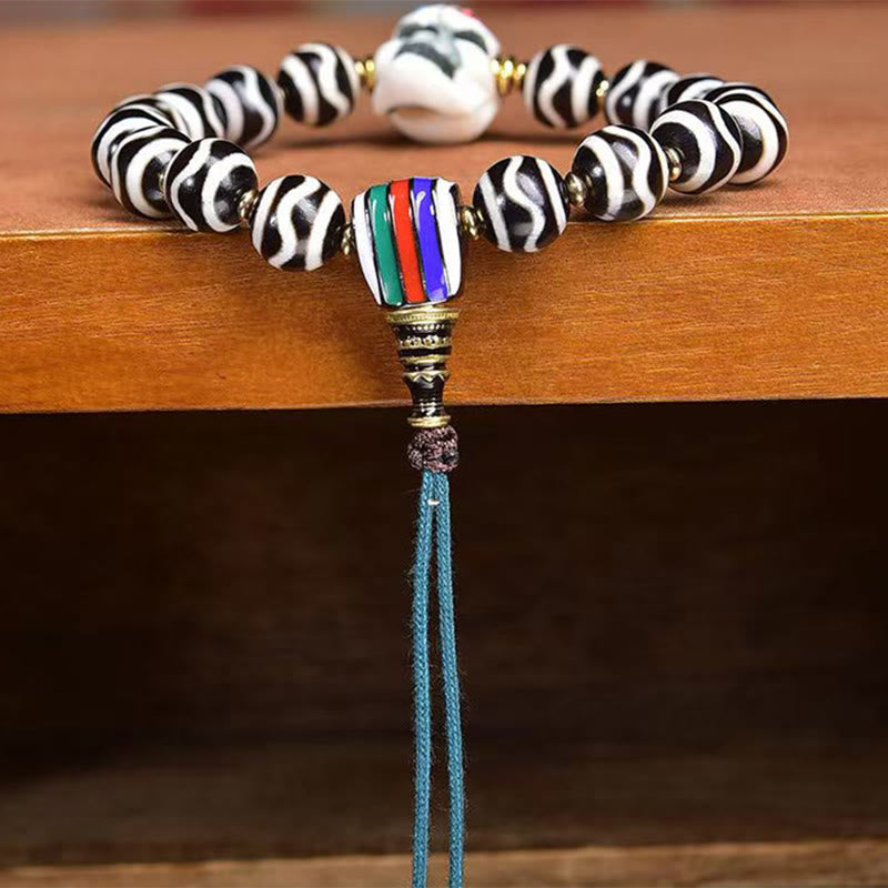 Buddha Stones Tibetan Dzi Bead The Lord of the Corpse Forest Protection Bracelet - image 6