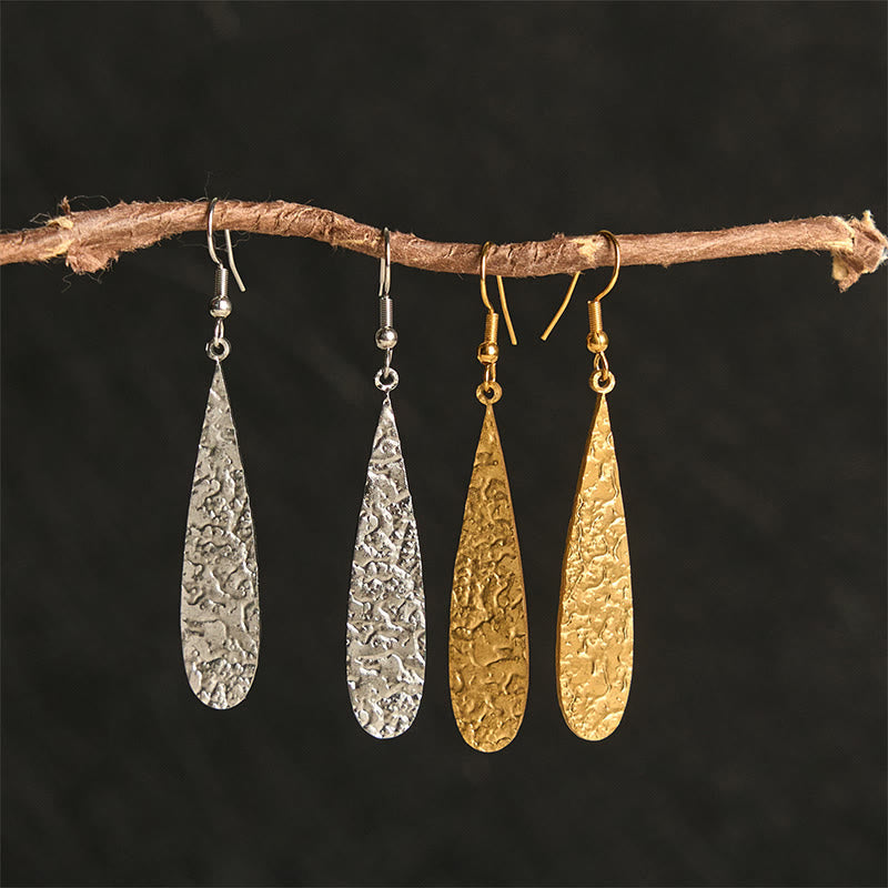 Buddha Stones Elegant Titanium Steel Balance Hammer Marks Earrings - image 4