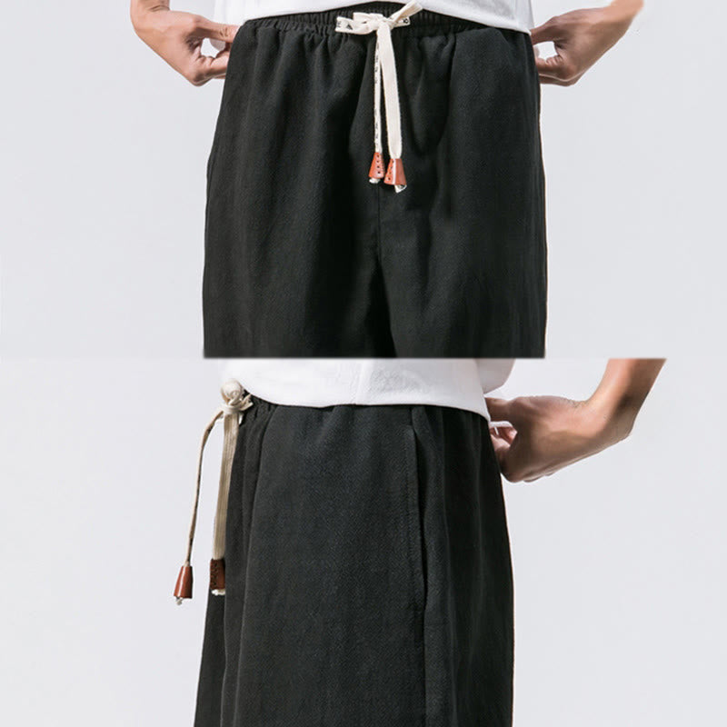 Buddha Stones Men's Plain Simple Drawstring Design Cotton Harem Pants With Pockets - image 16