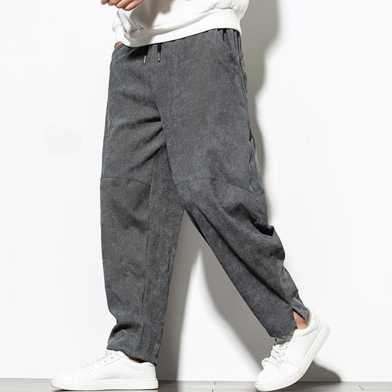 Buddha Stones Fall Pure Color Men's Cotton Corduroy Tapered Pants With Pockets - image 2