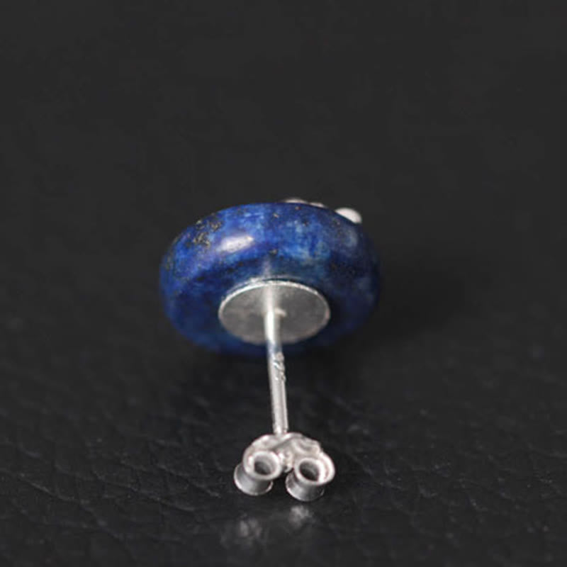 Buddha Stones Lazurite 925 Sterling Silver Lotus Pattern Enlightenment Earrings - image 10