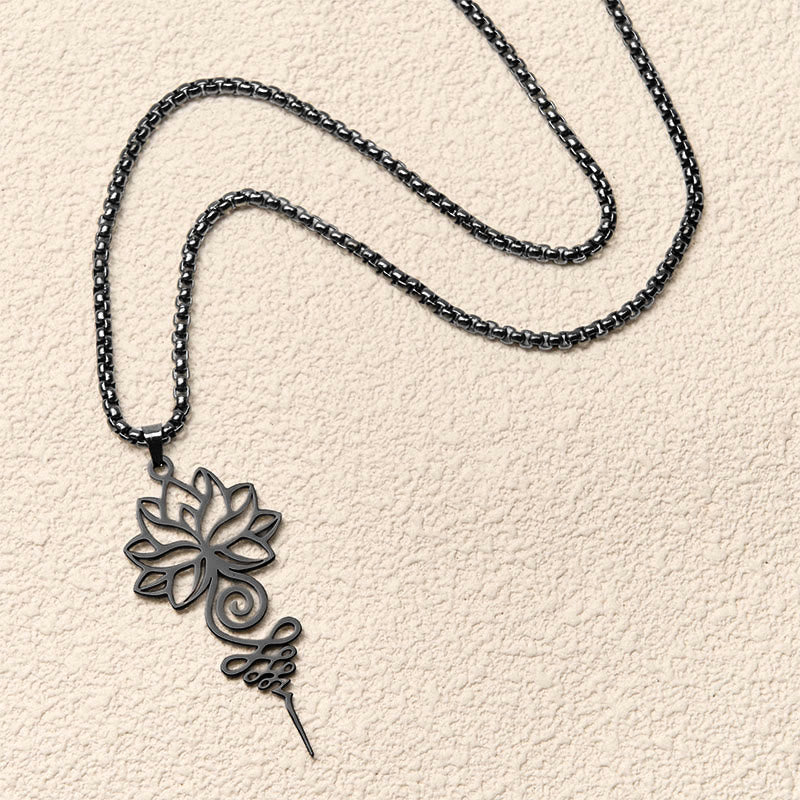 Buddha Stones Lotus Unalome Chakra Symbol Design Stainless Steel Enlightenment Necklace Pendant - image 15