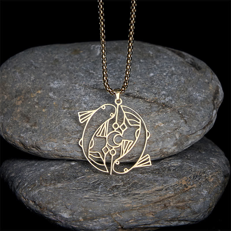 Buddha Stones Vintage Koi Fish Hollow Design Stainless Steel Luck Necklace Pendant - image 8