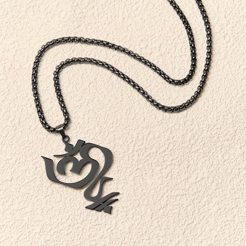 Buddha Stones Vintage OM Symbol geometry Design Stainless Steel Connection Necklace Pendant - image 15