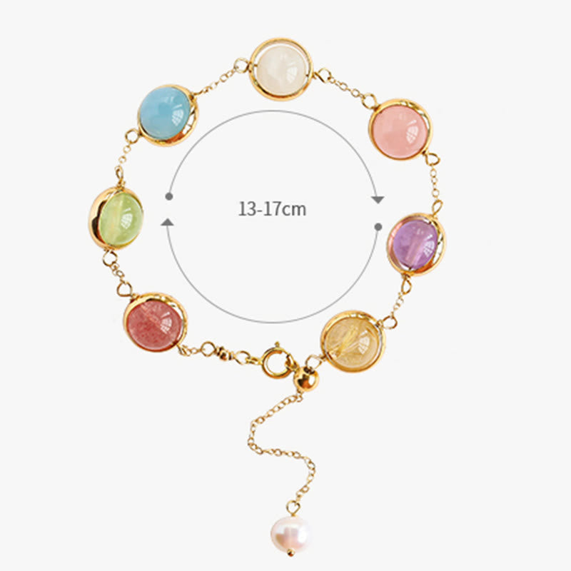 Buddha Stones Colorful Crystal Amethyst Strawberry Quartz Balance Bracelet - image 12