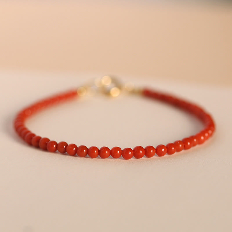 Buddha Stones 3mm Natural South Red Agate Ultra-thin Beads Positive Bracelet - 3mm South Red Agate (Wrist Circumference:14-17cm) - image 6