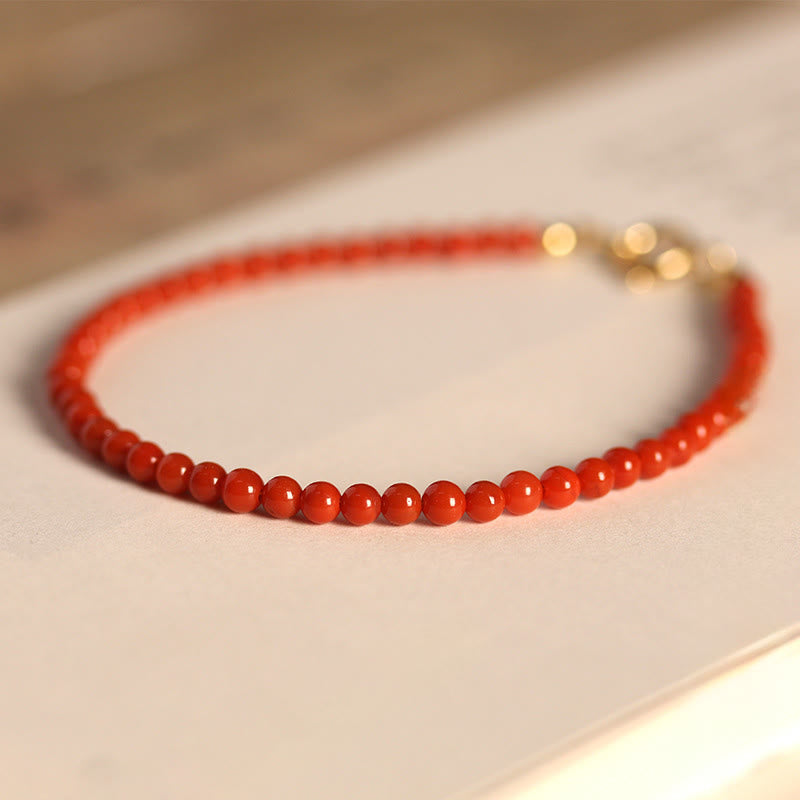 Buddha Stones 3mm Natural South Red Agate Ultra-thin Beads Positive Bracelet - image 7