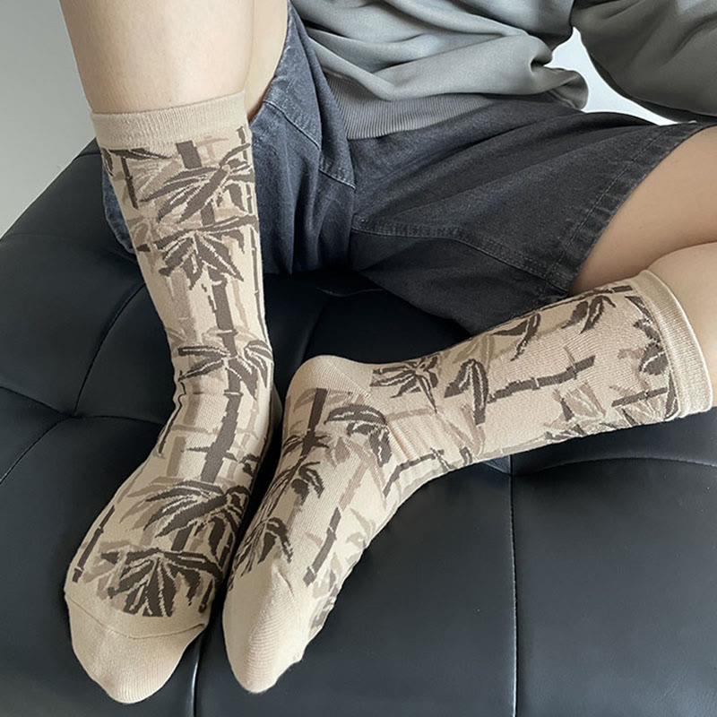 Buddha Stones Chinese Calligraphy Floral Design Micro Crew Women Cotton Socks - image 10