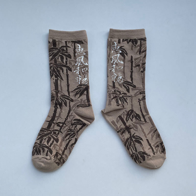 Buddha Stones Chinese Calligraphy Floral Design Micro Crew Women Cotton Socks - PaleGoldenrod - One Size Fits Most (US 5.5-8.5,EU 36–40,UK/AU 3.5-6.5,AISA 23–25 cm) - image 8