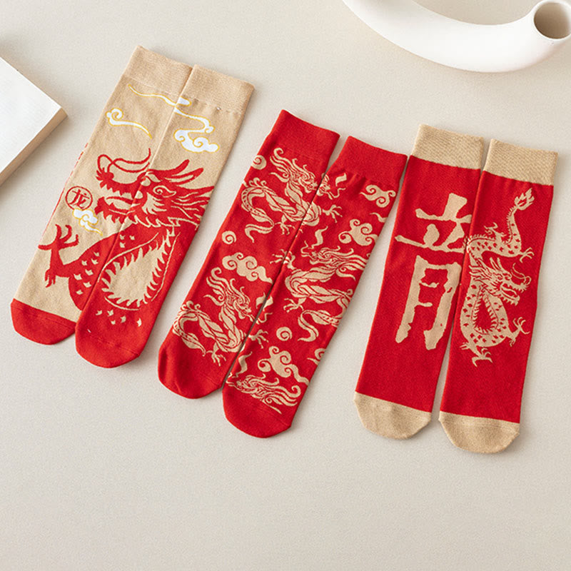 Buddha Stones Casual Red Dragon Cotton Quarter Men Women Unisex Socks - image 1
