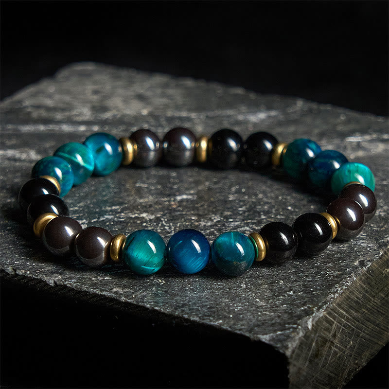 Buddha Stones Natural Blue Tiger Eye Beads Balance Bracelet - image 1