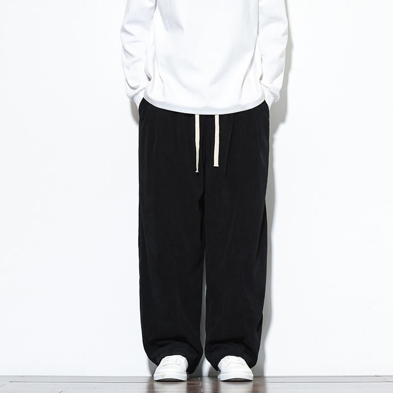 Buddha Stones Plain Drawstring Pure Corduroy Men's Harem Pants With Pockets - Black - US/UK/AU46,EU56 (5XL) - image 23