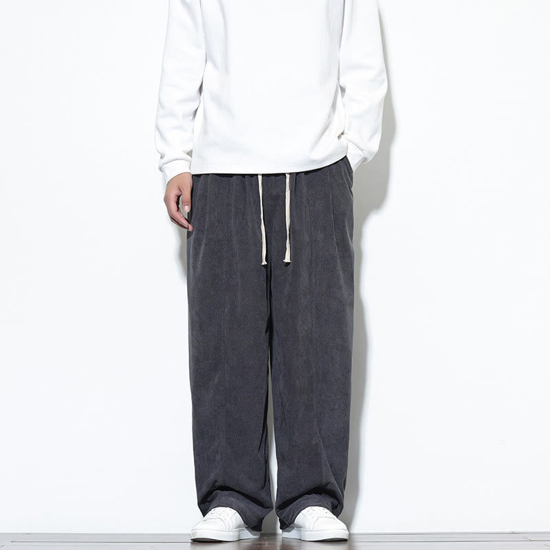 Buddha Stones Plain Drawstring Pure Corduroy Men's Harem Pants With Pockets - SlateGray - US/UK/AU46,EU56 (5XL) - image 10