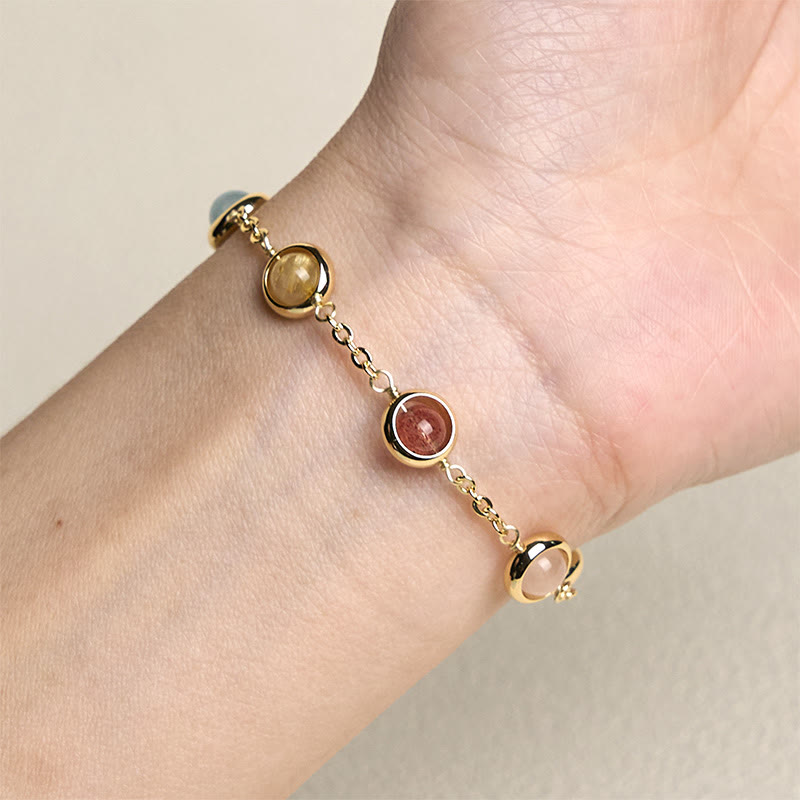 Buddha Stones Colorful Crystal Amethyst Strawberry Quartz Balance Bracelet - image 15