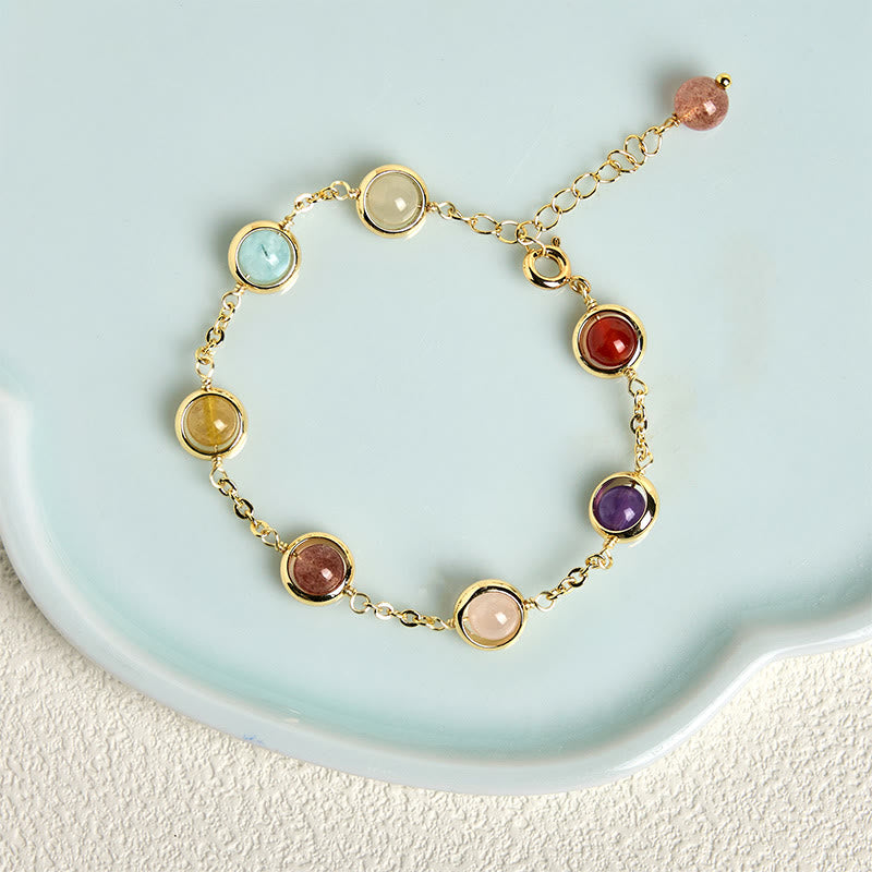 Buddha Stones Colorful Crystal Amethyst Strawberry Quartz Balance Bracelet - image 13