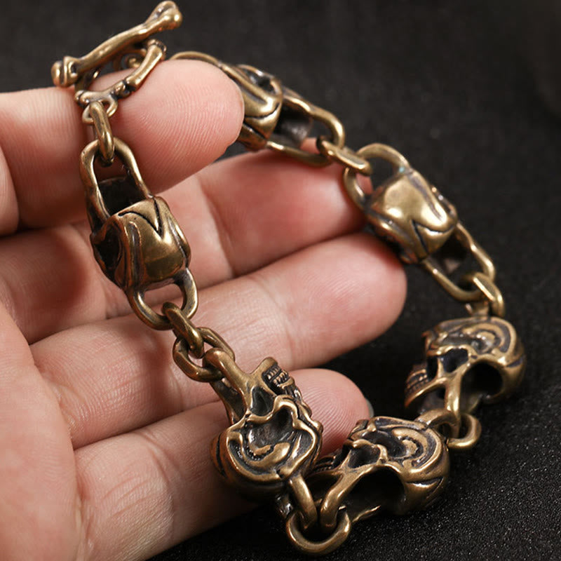 Buddha Stones Retro Copper Brass Skull The Lord Of The Corpse Forest Protection Bracelet - image 10