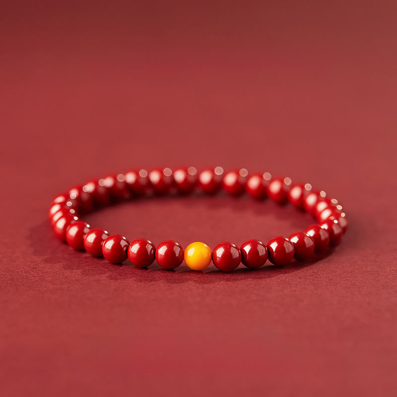 Buddha Stones Cinnabar Amber Concentration Bracelet - 6mm Imperial Cinnabar - image 3