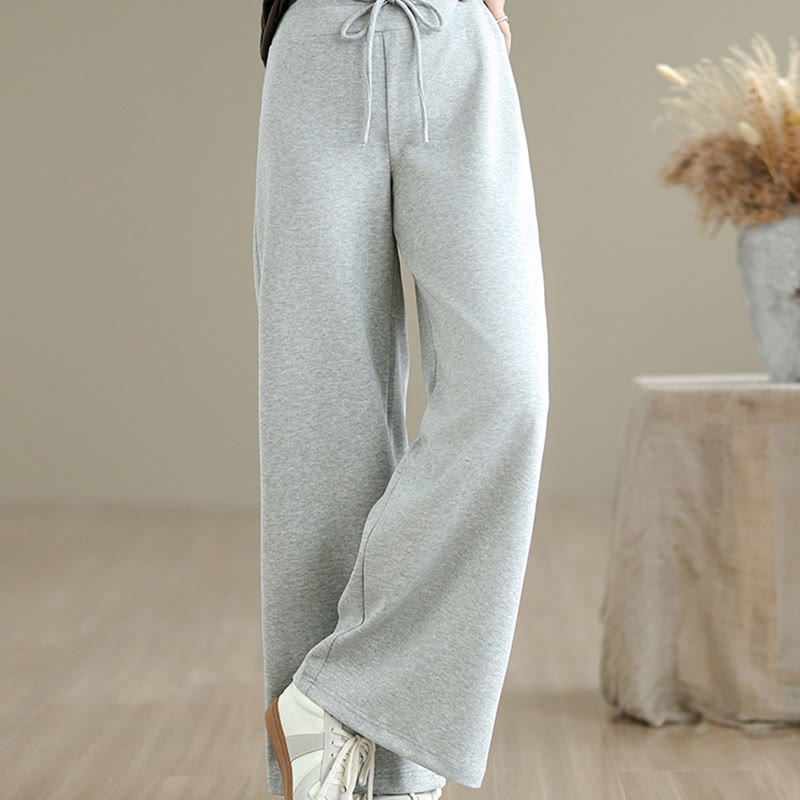 Buddha Stones Plain Drawstring Cotton Polyester Women's Wide Leg Pants With Pockets - image 12