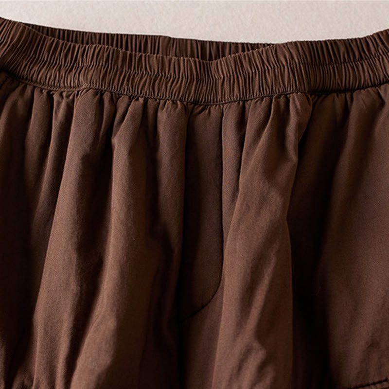 Buddha Stones Plain Cotton-padded Women's Harem Cotton Thick Pants With Pockets - image 11