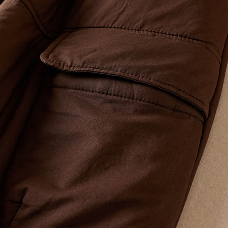 Buddha Stones Plain Cotton-padded Women's Harem Cotton Thick Pants With Pockets - image 10