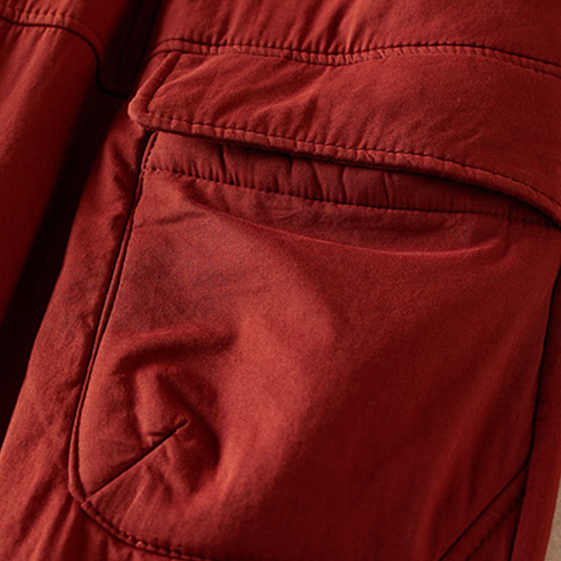 Buddha Stones Plain Cotton-padded Women's Harem Cotton Thick Pants With Pockets - image 18