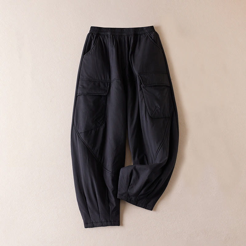 Buddha Stones Plain Cotton-padded Women's Harem Cotton Thick Pants With Pockets - Black - US8-10,UK/AU12-14,EU40-42 (2XL) - image 22