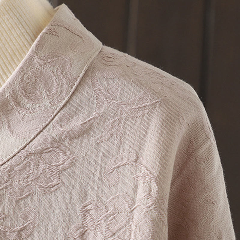 Buddha Stones Casual Women's Flower Pattern Long Sleeve Stand Collar Shirt - image 6