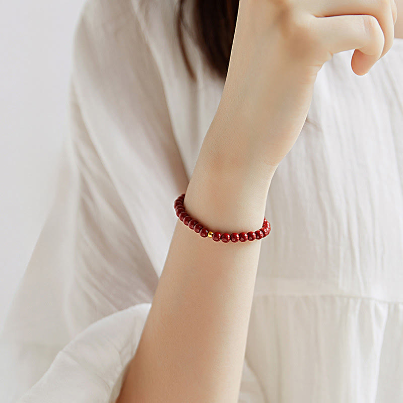 Buddha Stones 925 Sterling Silver Cinnabar Beads Blessing Bracelet - image 3