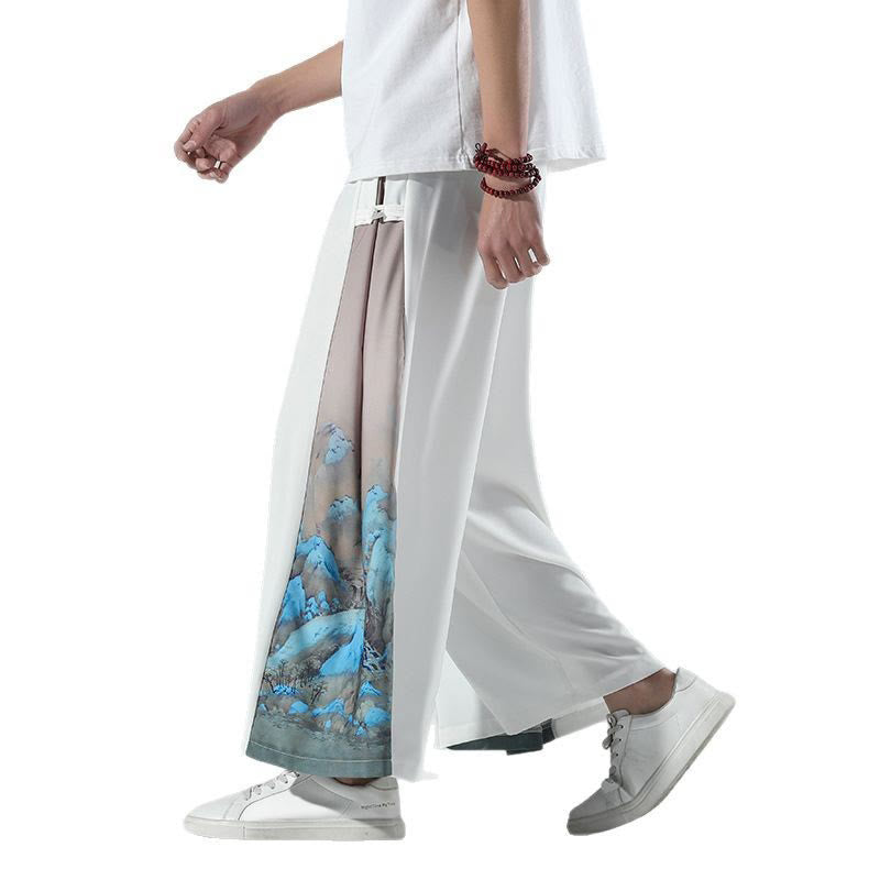 Buddha Stones Mountains Rivers Pattern Men's Wide Leg Pants With Pockets - image 16