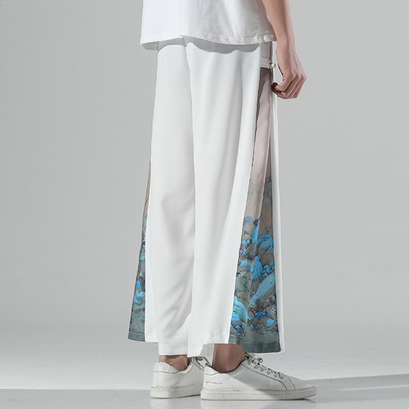 Buddha Stones Mountains Rivers Pattern Men's Wide Leg Pants With Pockets - image 14