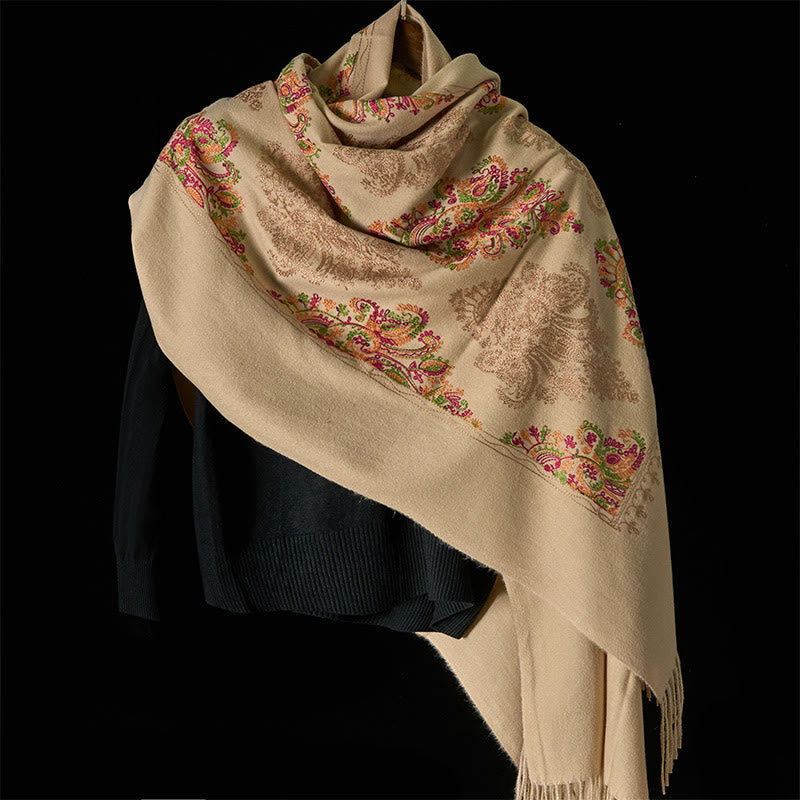Buddha Stones Winter Colorful Vines Flowers Pattern Tassel Cozy Scarf Shawl - image 7