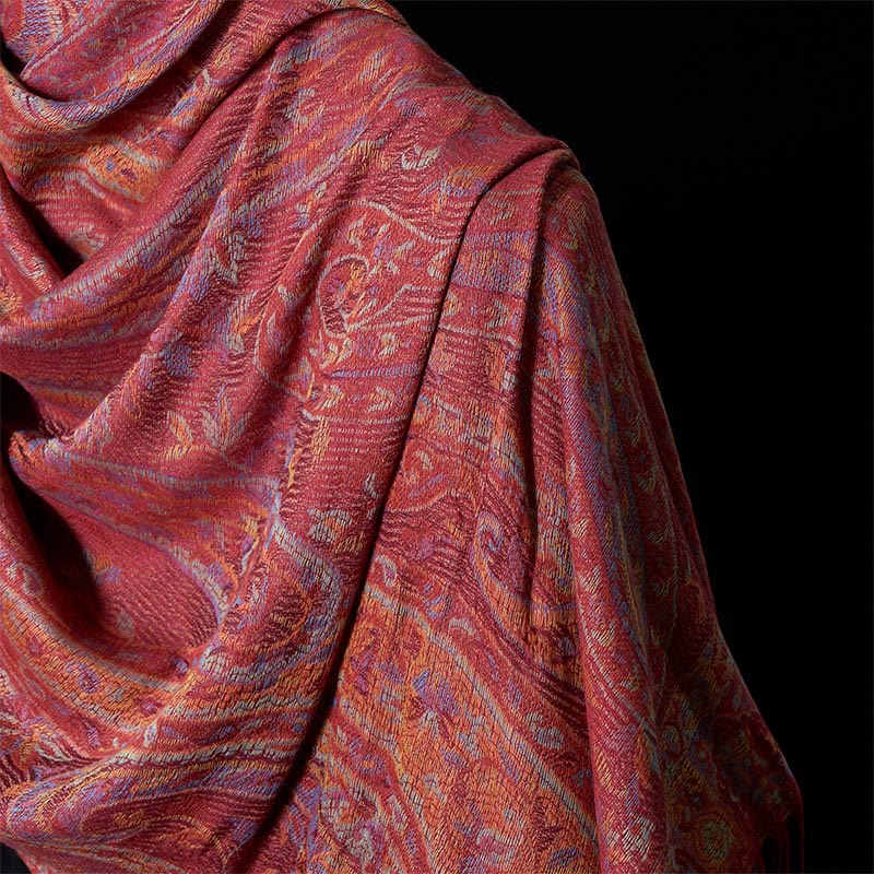 Buddha Stones Spring Cashew Flower Leaves Vines Geometric Pattern Tassel Soft Scarf Shawl - image 8