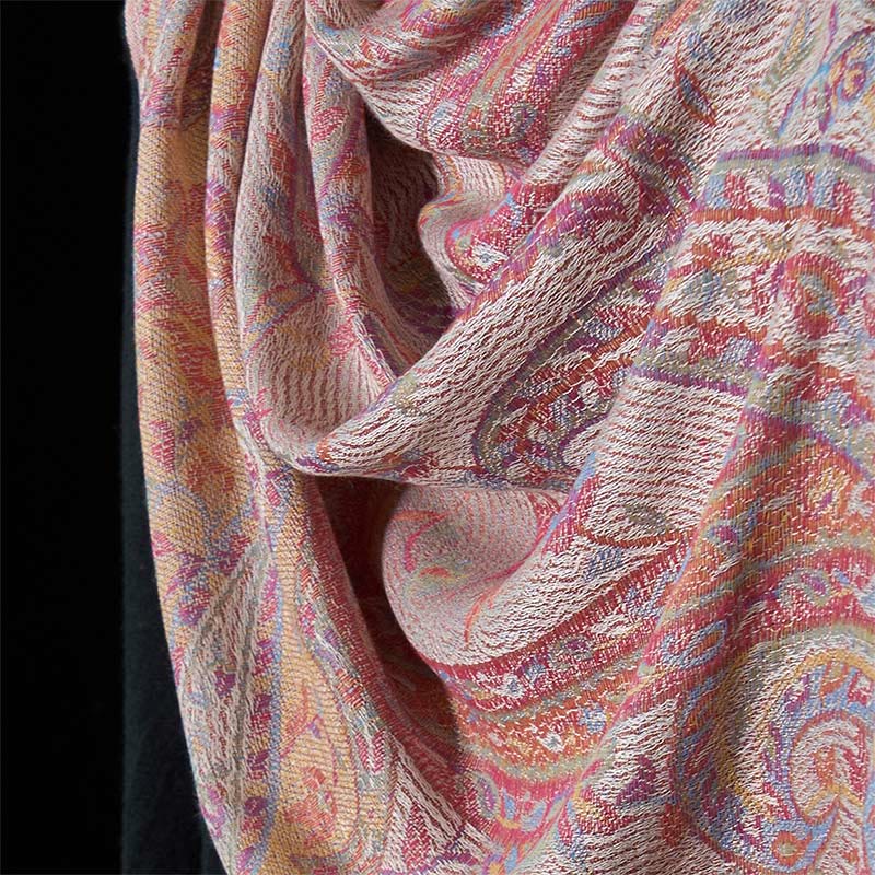 Buddha Stones Spring Cashew Flower Leaves Vines Geometric Pattern Tassel Soft Scarf Shawl - image 4