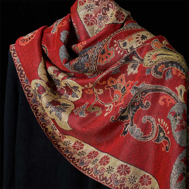 Buddha Stones Spring Cashew Floral Geometry Pattern Tassel Cozy Scarf Shawl - image 3