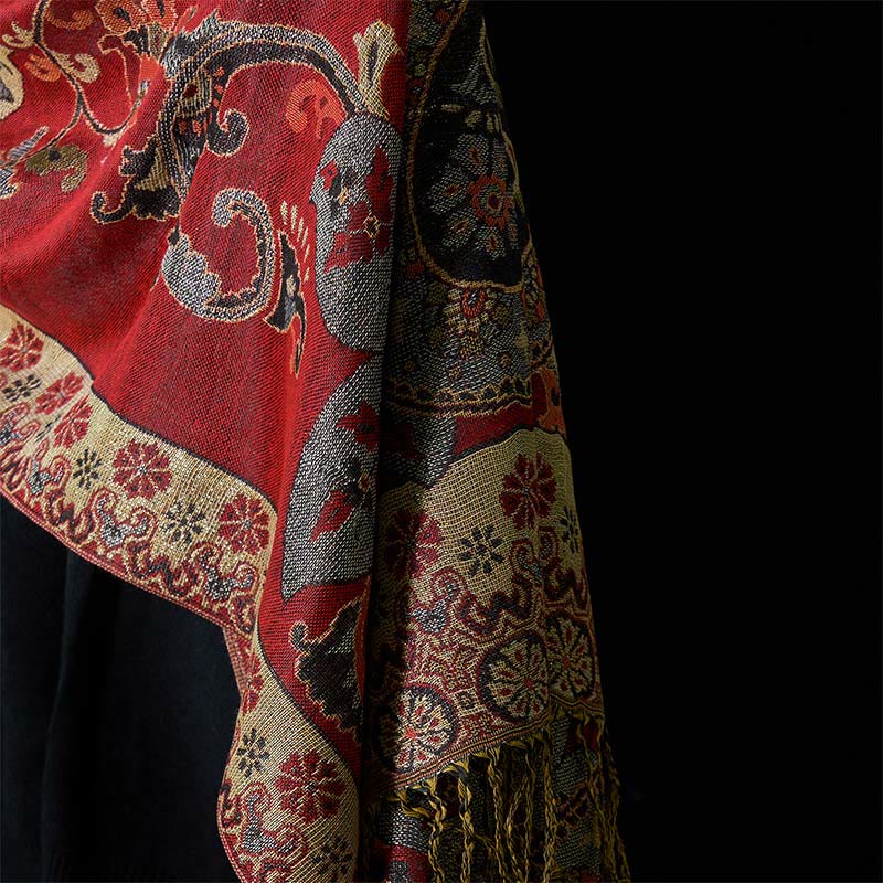 Buddha Stones Spring Cashew Floral Geometry Pattern Tassel Cozy Scarf Shawl - image 4
